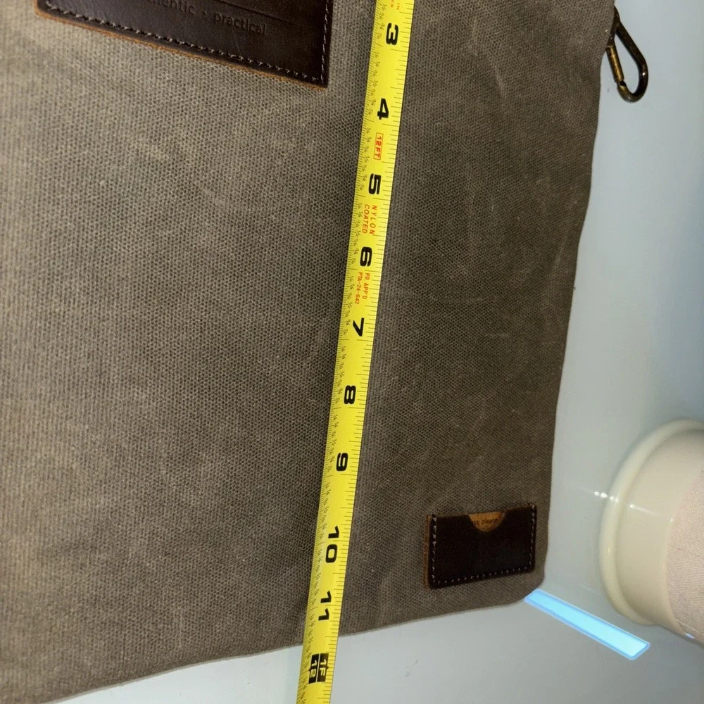 Diodrio Canvas Portfolio Laptop Bag Green Khaki W/ Leather Accents 14.5
